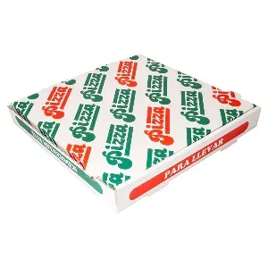 Cajas de pizza  348 g/m2 29x29x4 cm blanco cartón microcanal (100 unid.)