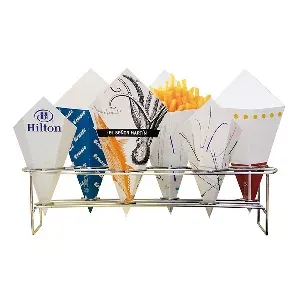 Porta-batatas fritas 6 cones 'artinox'  45x14x10,8 cm prateado inox (1 unidade)