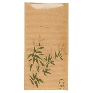 Bolsas talheres + guardanapo 'just in time open-feel green'  80 + 10pe g/m2 11,2x22,5 cm natural kraft verjurado (400 unidade)