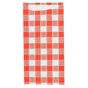 Bolsas talheres + guardanapo 'just in time open' vichy-red 90 + 10pe g/m2 11,2x22,5 cm branco celulose (400 unidade)