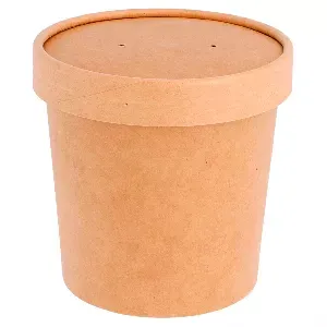 Contenitori con coperchi 360 ml - 12 oz 300 + 18 pe g/m2 ø 9/7,3x8,6 cm naturale kraft (250 unità)