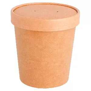 Contenitori con coperchi 480 ml - 16 oz 320 + 18 pe g/m2 ø 9,8/7,5x10 cm naturale kraft (250 unità)