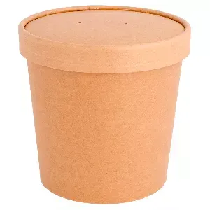 Contenitori con coperchi 780 ml - 26 oz 330 + 18 pe g/m2 ø11,6/9,3x11 cm naturale kraft (250 unità)
