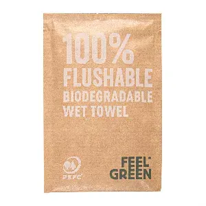 Salviette flushable kraft 'feel green' 50 g/m2 6,8x10 cm bianco cellulosa (1200 unità)