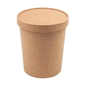Contenitori con coperchi 960 ml - 32 oz 330 + 18 pe g/m2 ø11,7/9x13,5 cm naturale kraft (250 unità)