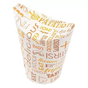 Copos para batatas fritas c/fecho parole 16 oz - 480 ml 220 + 18pe g/m2 8,5x14 cm branco cartolina (50 unidade)