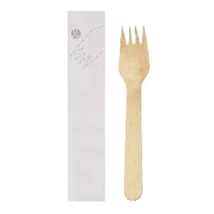 Garfo embalados 'wood' makan  15,5 cm natural madeira (100 unidade)