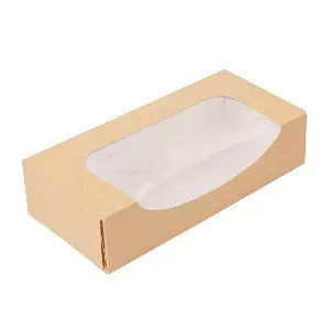 Caixas sushi+janela 'thepack'  19,7x9x4,5 cm castanho cartão nano-micro + opp (400 unidade)