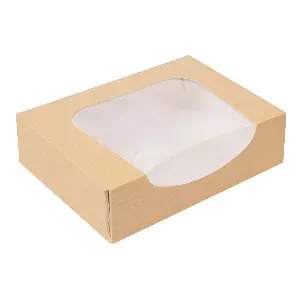 Caixas sushi+janela 'thepack'  17,5x12x4,5 cm castanho cartão nano-micro + opp (400 unidade)