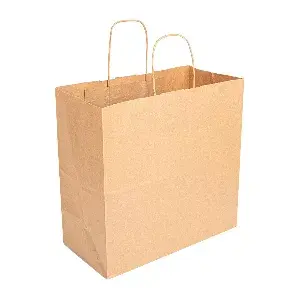 Bolsas sos con asas  90 g/m2 32+16x31 cm natural kraft (250 unid.)