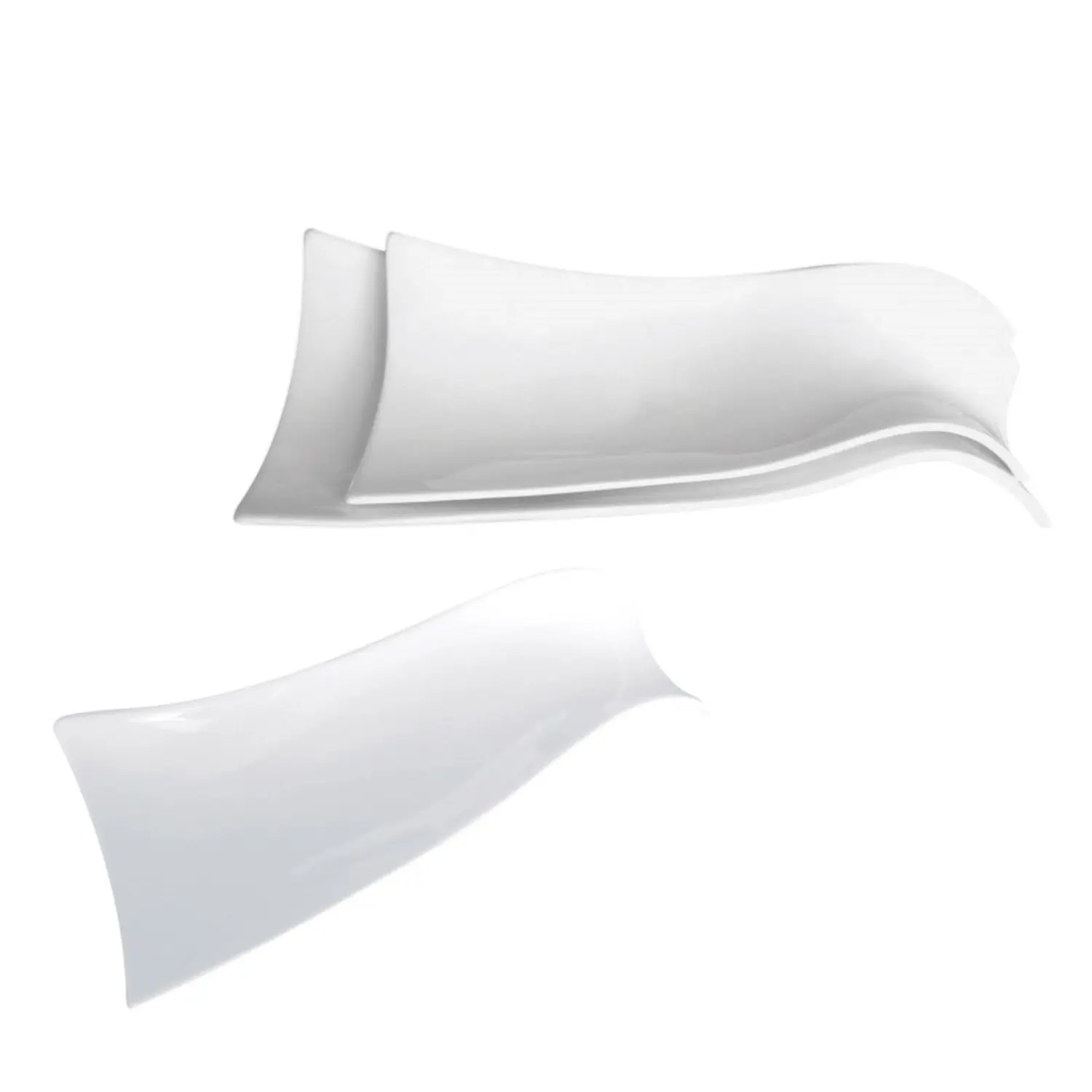 Platos forma teja  26 cm blanco porcelana (6 unid.)