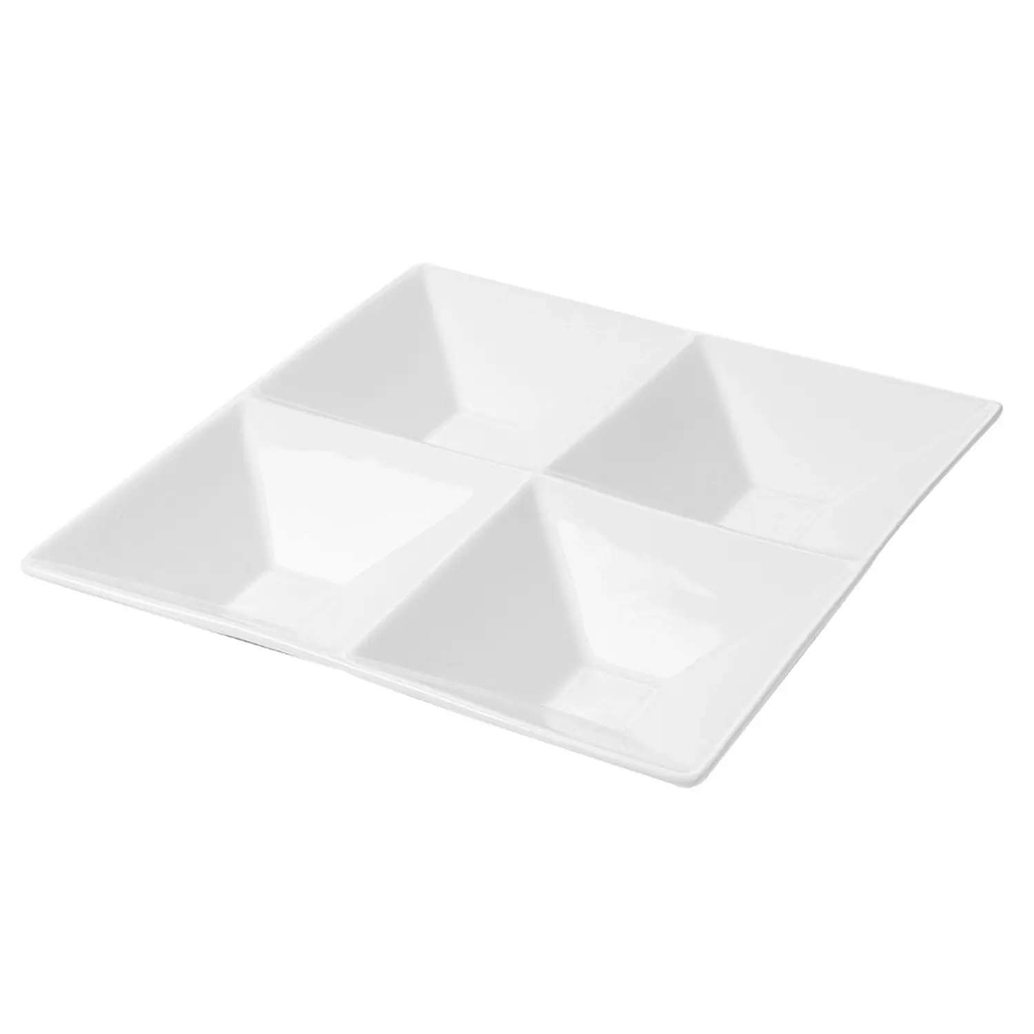 Piatti quadrati 4 scomparti  24x24 cm bianco porcellana (12 unità)