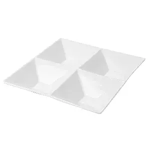 Piatti quadrati 4 scomparti  24x24 cm bianco porcellana (12 unità)