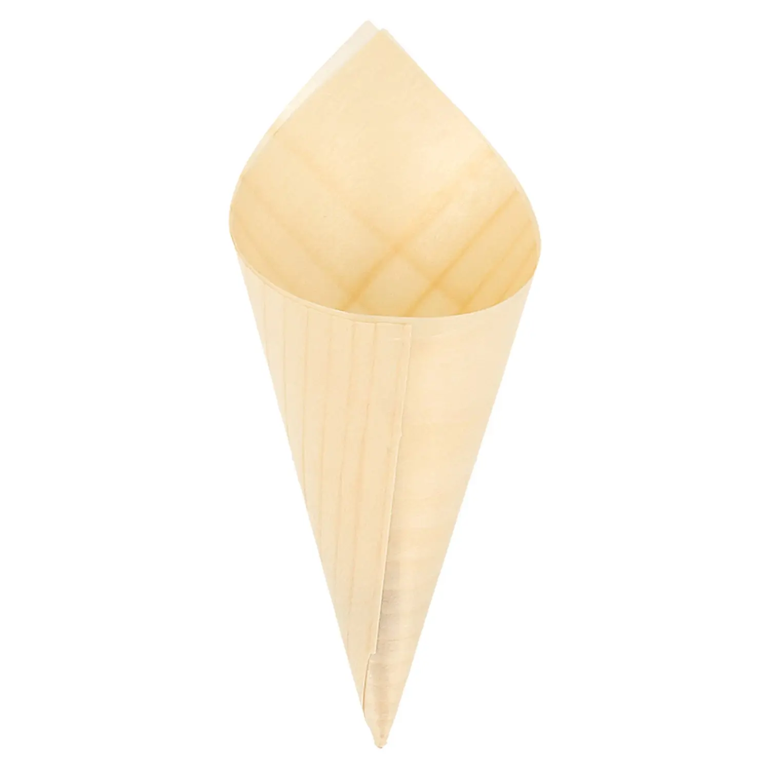 Cono in foglia di pioppo 'wood'  12,5 cm naturale legno (1000 unità)