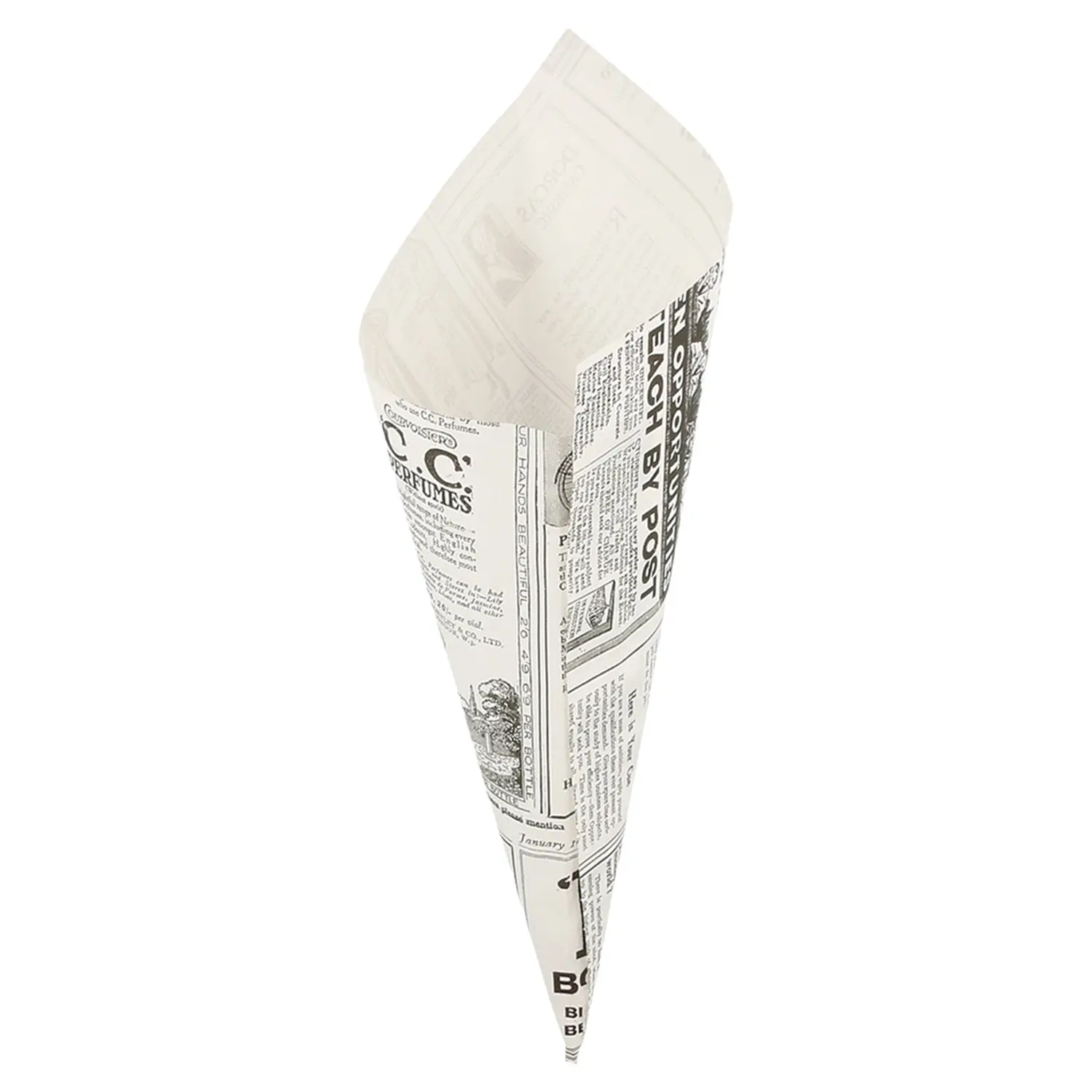 Cones de papel times 100 g 70 g/m2 24x17 cm branco perg.anti-gordura (2000 unidade)