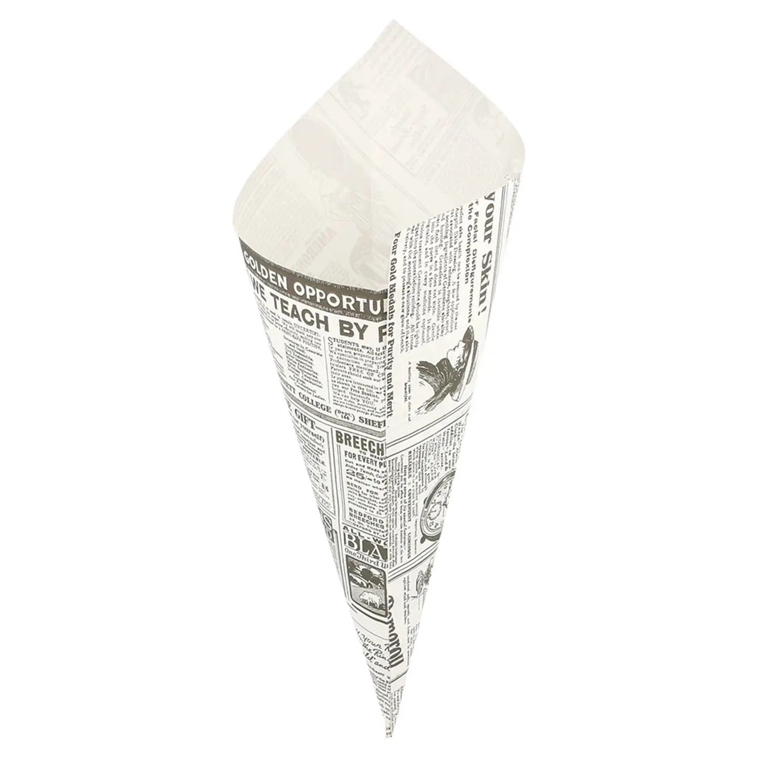 Cones de papel times 250 g 70 g/m2 29,5x21 cm branco perg.anti-gordura (2000 unidade)