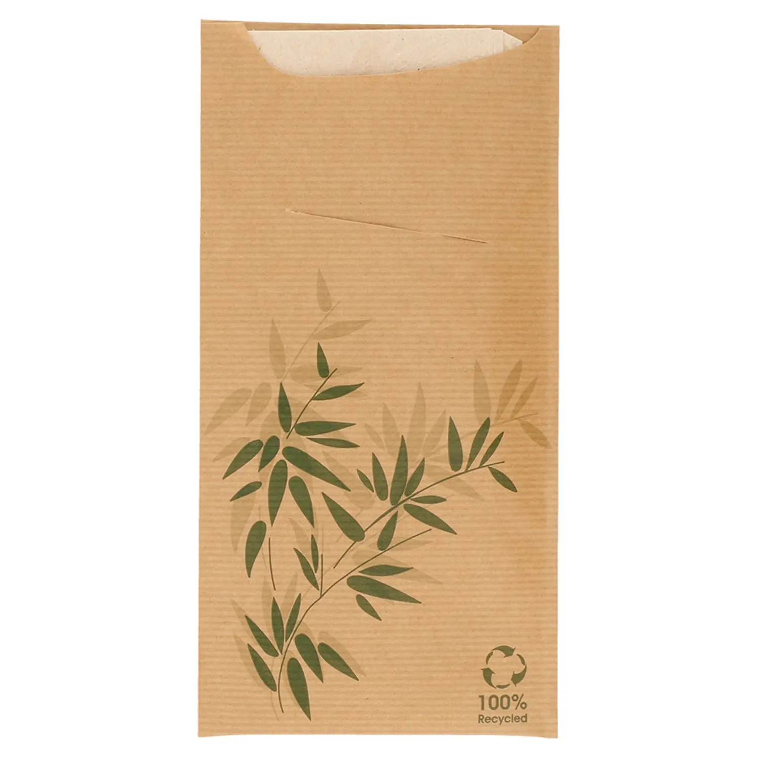 Bolsas talheres + guardanapo 'just in time open-feel green'  80 + 10pe g/m2 11,2x22,5 cm natural kraft verjurado (400 unidade)