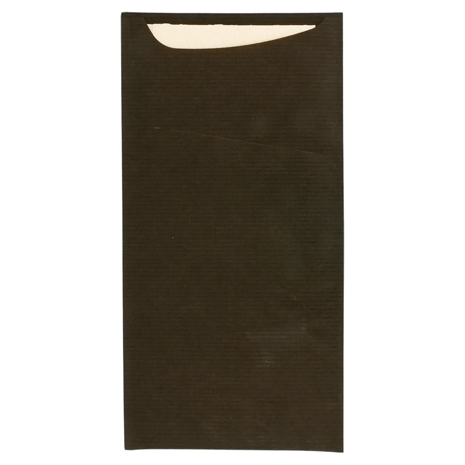 Buste portaposate + tovagliolo 'just in time open'  80 + 10pe g/m2 11,2x22,5 cm nero kraft a costine (400 unità)