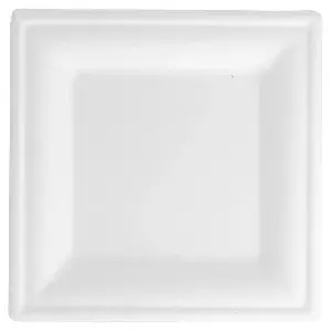 Platos cuadrados 'bionic'  16x16x1 cm blanco bagazo (1000 unid.)