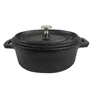 Cocotte ovale con coperchio 800 ml 17,9(23,9)x14x6,9 cm nero ferro (6 unità)