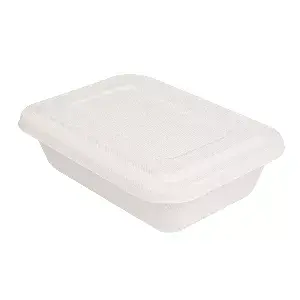 Bandejas + tapa 'bionic' 800 ml 19,3x13,5x5 cm blanco bagazo (400 unid.)