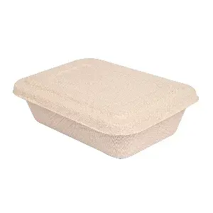 Bandejas + tapa 'bionic' 800 ml 19,3x13,5x5 cm natural bagazo (400 unid.)