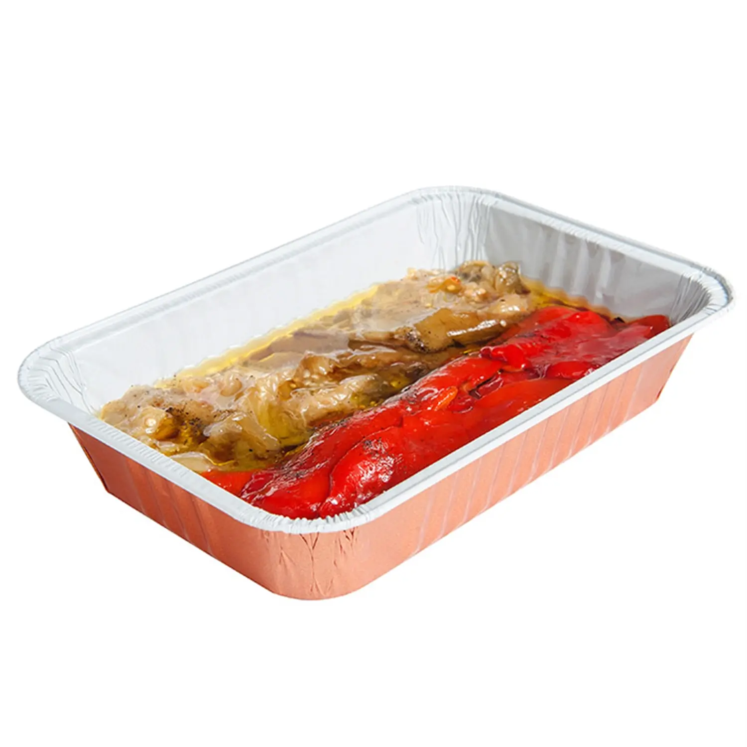 Contenitori laccati 800 ml 21x14x3,8 cm rame alluminio (100 unità)