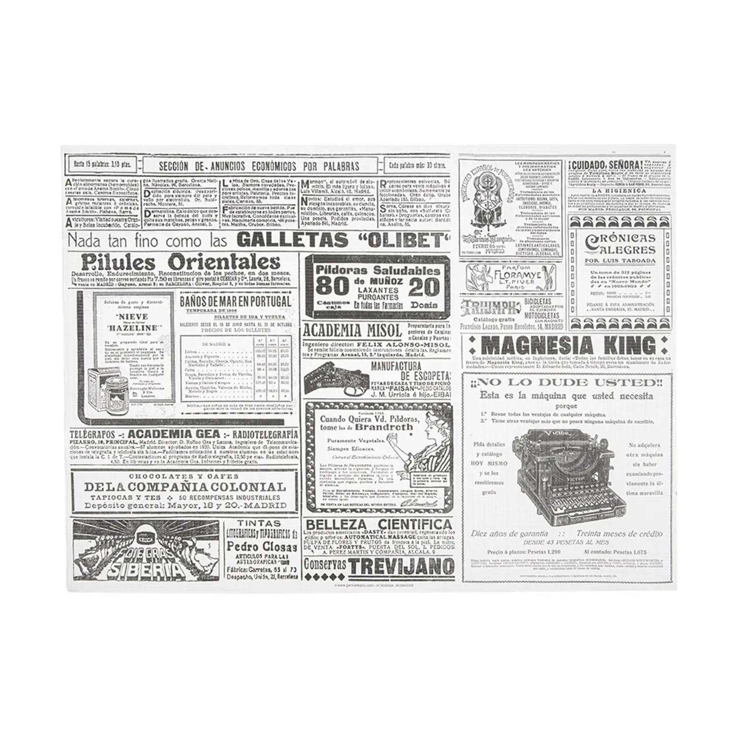 Mantelines gaceta 48 g/m2 31x43 cm blanco celulosa (2000 unid.)