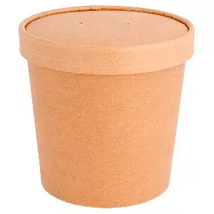 Contenitori con coperchi 780 ml - 26 oz 330 + 18 pe g/m2 ø11,6/9,3x11 cm naturale kraft (250 unità)
