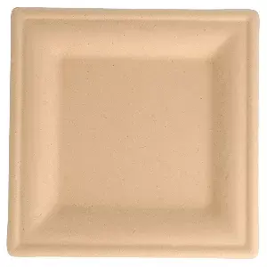 Platos cuadrados 'bionic'  16x16x1 cm natural bagazo (1000 unid.)