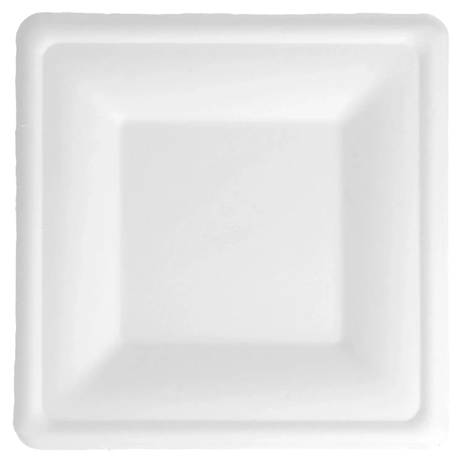 Platos cuadrados 'bionic'  16x16x1,5 cm blanco bagazo (500 unid.)