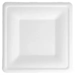 Platos cuadrados 'bionic'  16x16x1,5 cm blanco bagazo (500 unid.)