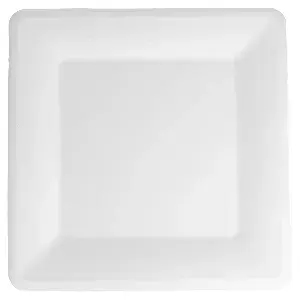 Platos cuadrados 'bionic'  26,2x26,2x1,9 cm blanco bagazo (300 unid.)