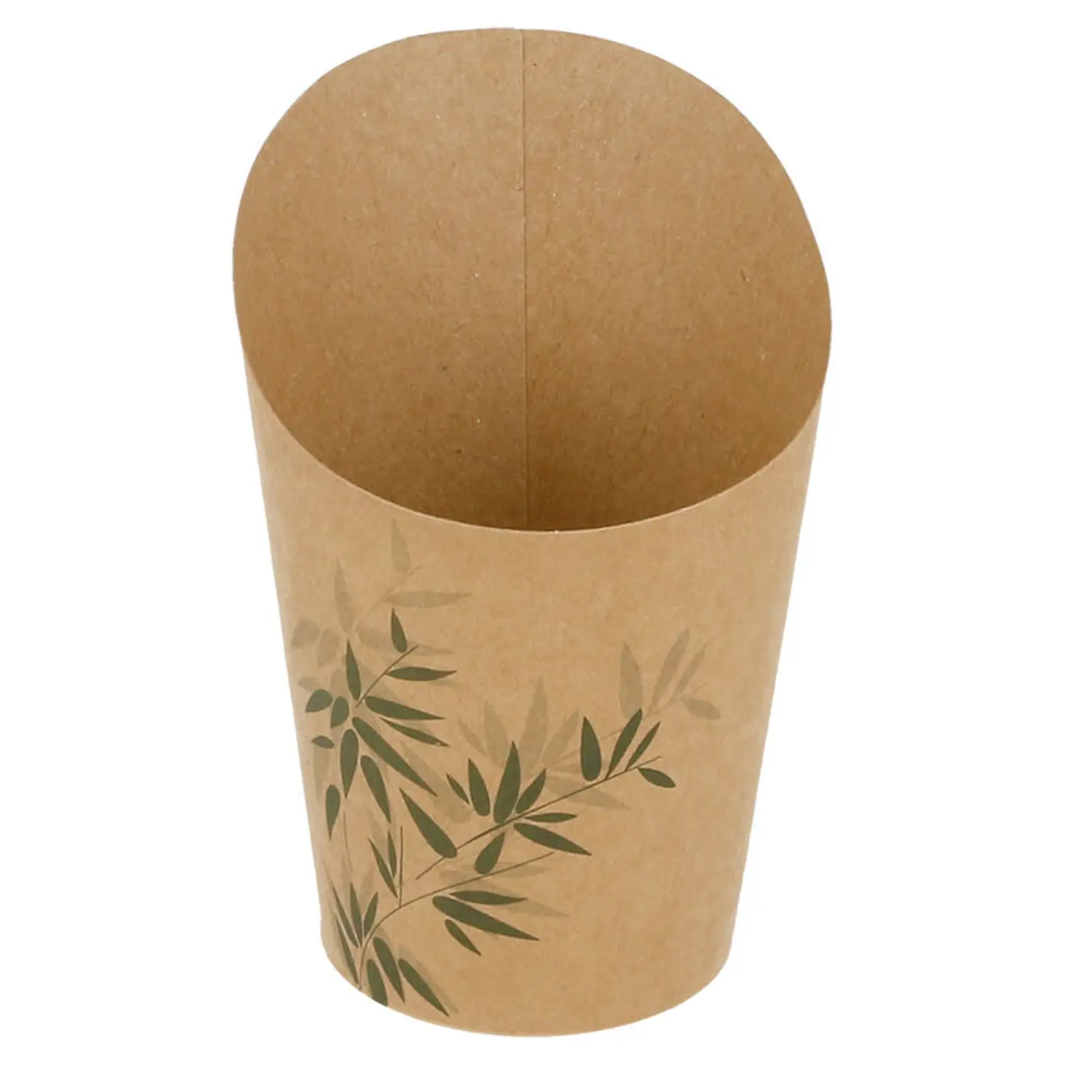 Copos para batatas fritas abertos 'feel green' 9 oz - 270 ml 200 + 25pe g/m2 ø7x10,5 cm castanho cartolina (100 unidade)