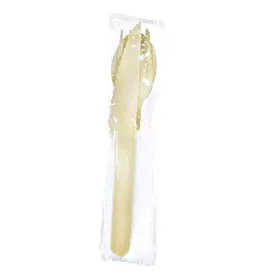 Set 4/1 talheres + guardanapo 'wood' makan  16 cm natural madeira (100 unidade)