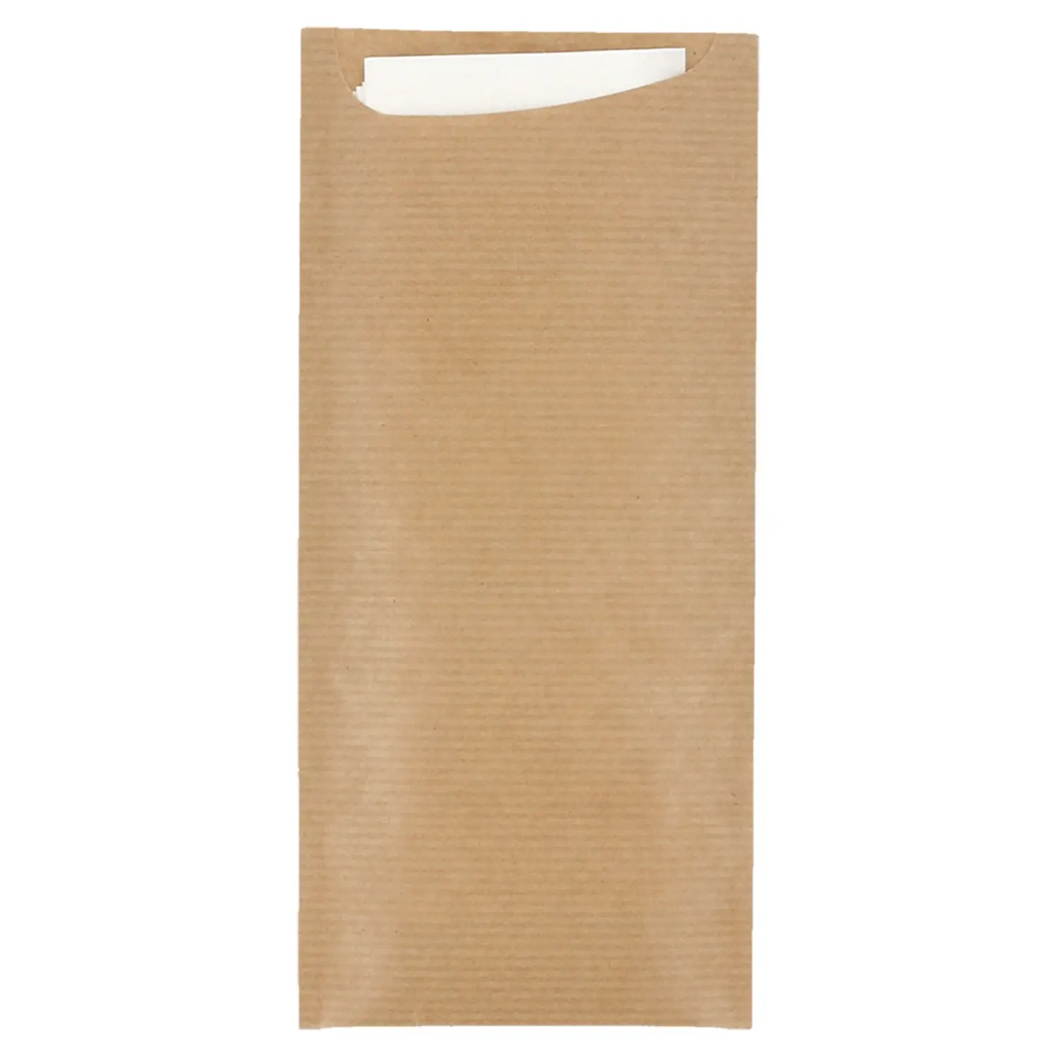 Sacos talheres + guard. airlaid branca 'just in time open'  80+10pe g/m2 8,5x19,5 cm natural kraft verjurado (250 unidade)