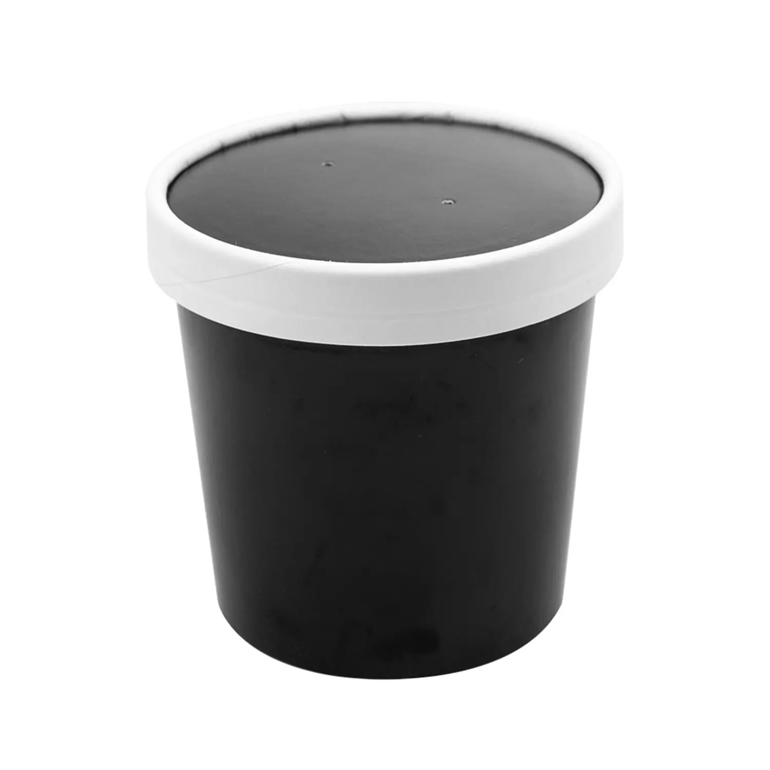 Contenitori con coperchi 360 ml - 12 oz 300 + 18 pe g/m2 ø9/7,2x8,4 cm nero cartone (250 unità)