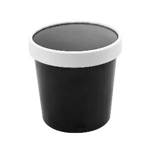 Contenitori con coperchi 360 ml - 12 oz 300 + 18 pe g/m2 ø9/7,2x8,4 cm nero cartone (250 unità)