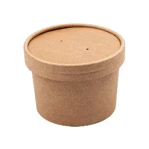 Recipientes com tampas 240 ml - 8 oz 300 + 18 pe g/m2 ø9/7,5x6 cm natural kraft (250 unidade)