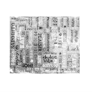 Papel anti-gordura fast food parole 35+20 g/m2 28x34 cm prateado pergaminho+alumínio (1000 unidade)