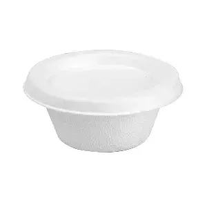 Mini terrine + coperchi 'bionic' 60 ml ø 6,9x3+0,7 cm bianco bagassa (1000 unità)