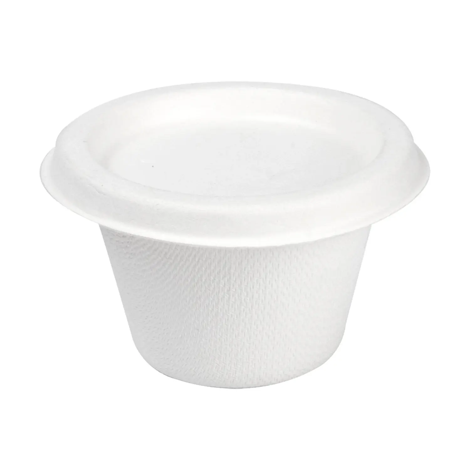 Mini terrine + coperchi 'bionic' 120 ml ø7,4x5,1+0,7 cm bianco bagassa (800 unità)