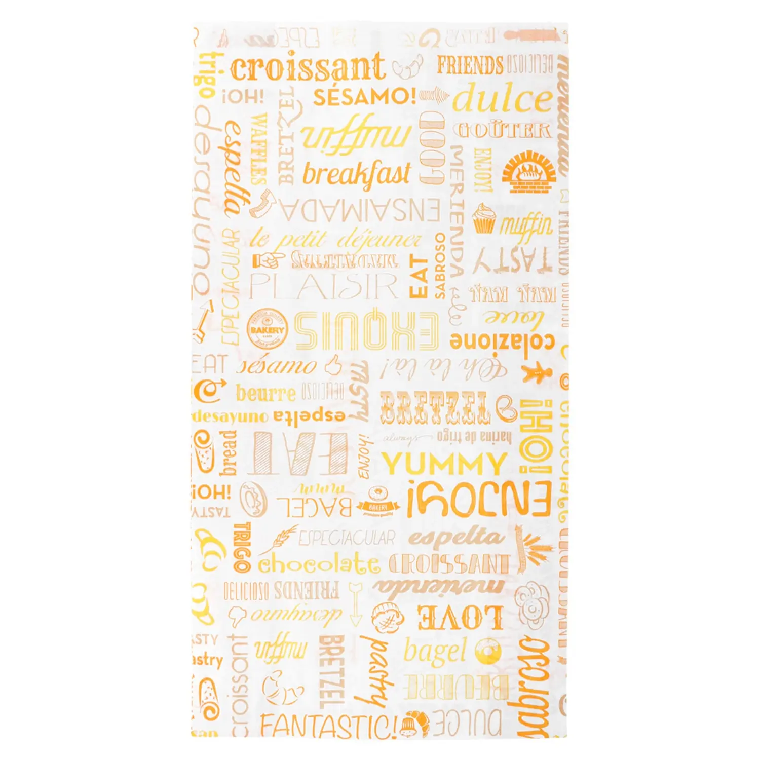 Sacos p/croissants orange parole 33 g/m2 19+8x35 cm branco celulose (250 unidade)