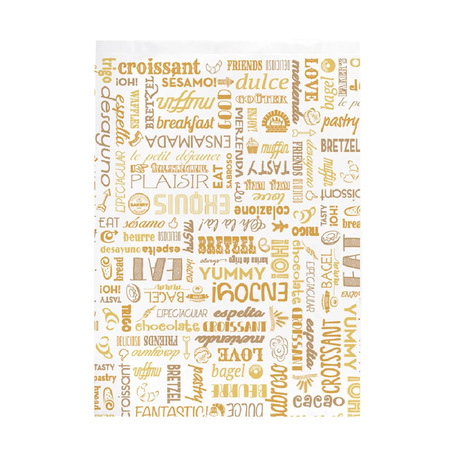 Sacchetti croissant orange parole 33 g/m2 26+8x35 cm bianco cellulosa (250 unità)