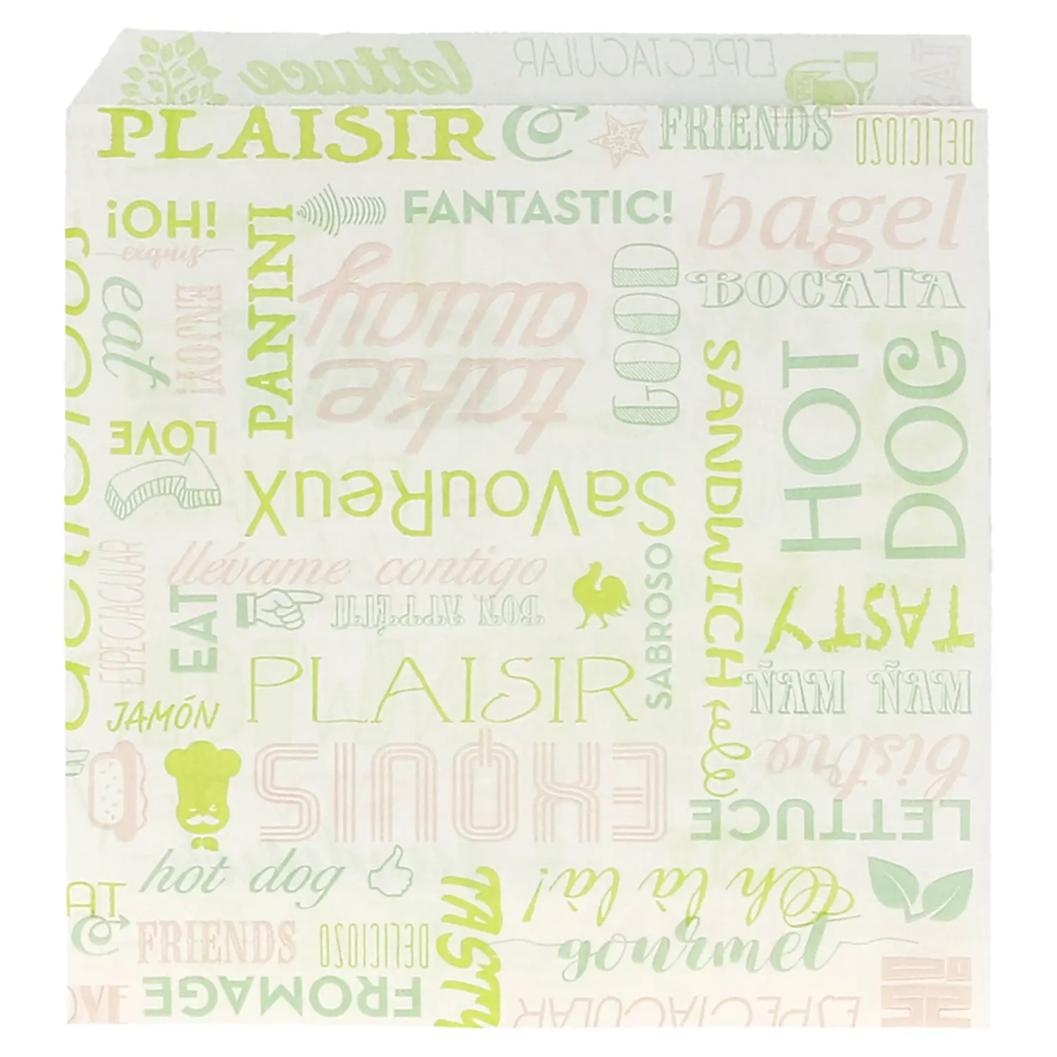 Papel anti-gordura aberto 2 lados fast food parole 35 g/m2 16x16,5 cm branco perg.anti-gordura (500 unidade)