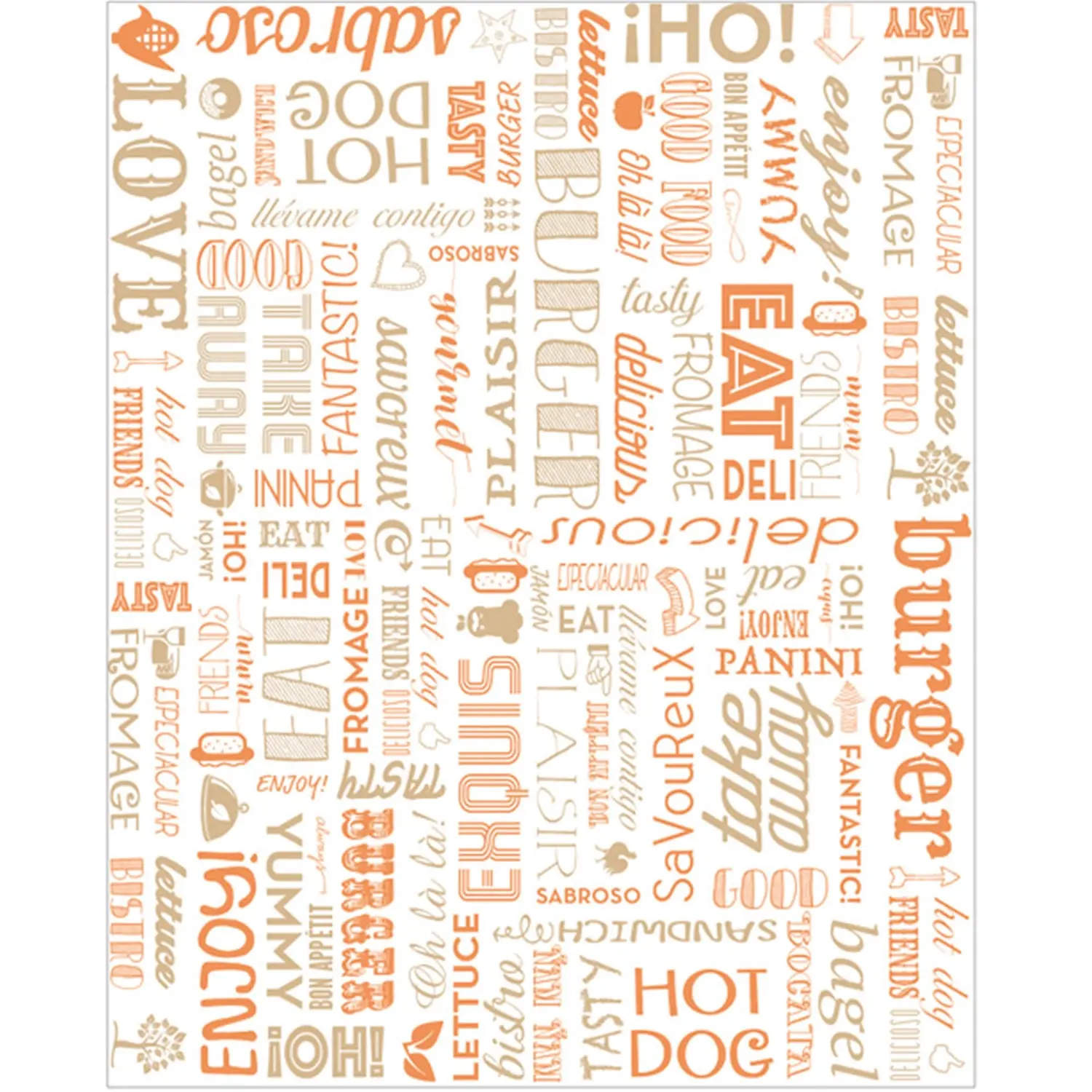 Papel anti-gordura fast food orange parole 35 g/m2 28x34 cm branco perg.anti-gordura (1000 unidade)