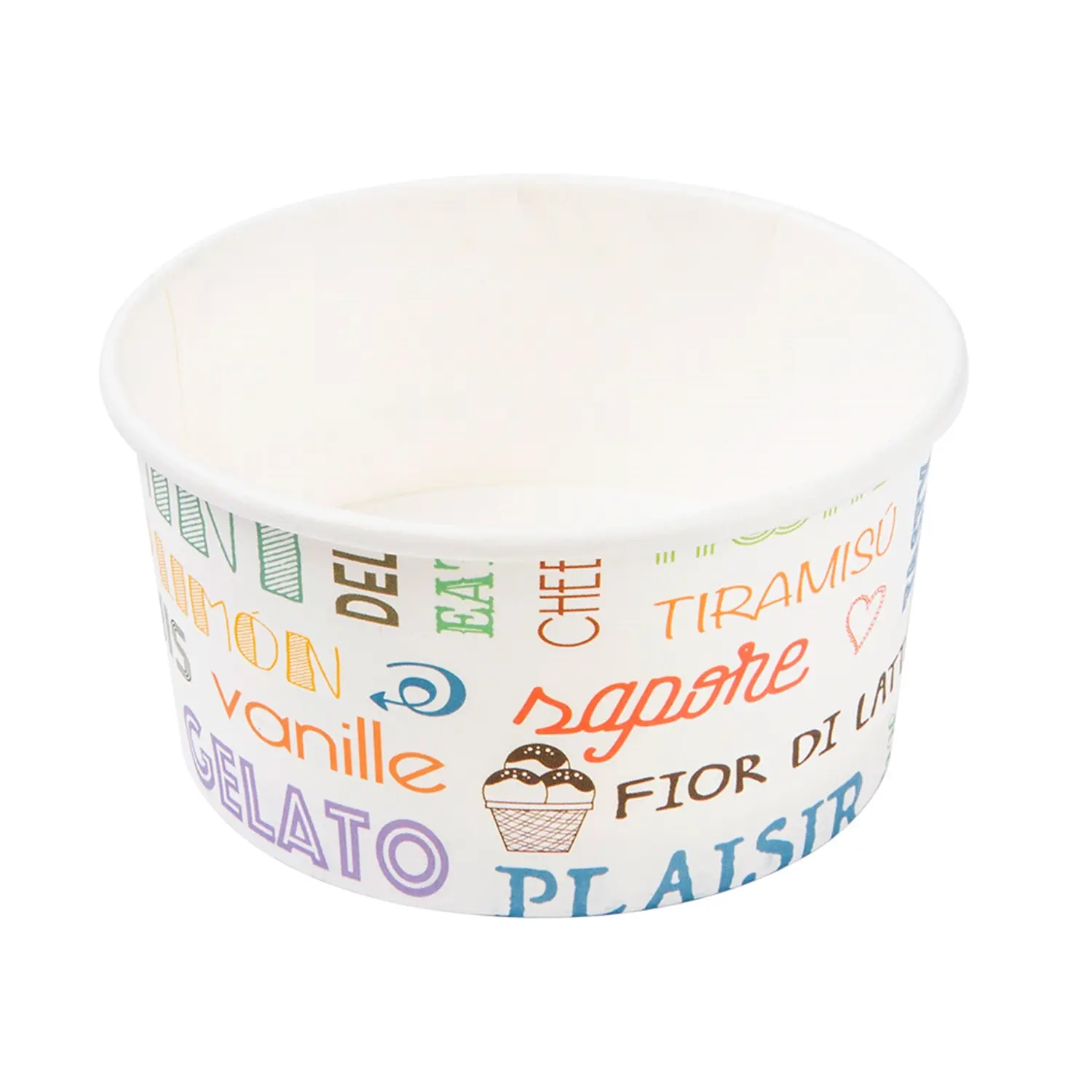 Tarrinas helados parole 180 ml 250 + 18 pe g/m2 ø 8,7x5,2 cm blanco cartoncillo (2000 unid.)