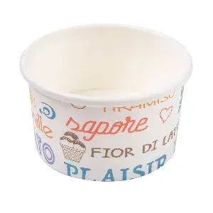 Tarrinas helados parole 70 ml 210 + 18 pe g/m2 ø6,5x3,9 cm blanco cartoncillo (2000 unid.)