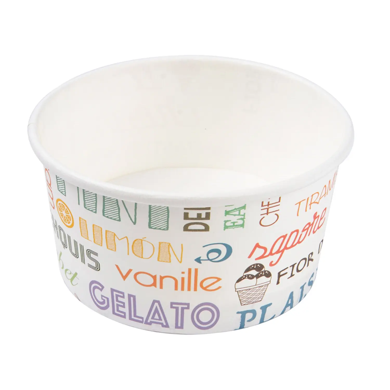Tarrinas helados parole 150 ml 250 + 18 pe g/m2 ø8,5x4,5 cm blanco cartoncillo (2000 unid.)