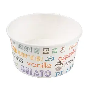 Tarrinas helados parole 150 ml 250 + 18 pe g/m2 ø8,5x4,5 cm blanco cartoncillo (2000 unid.)